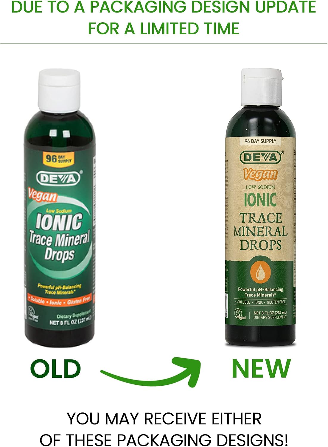 DEVA Vegan Ionic Trace Mineral Drops, Low Sodium, pH Balancing, 96-Day Supply, 8 Fl Oz
