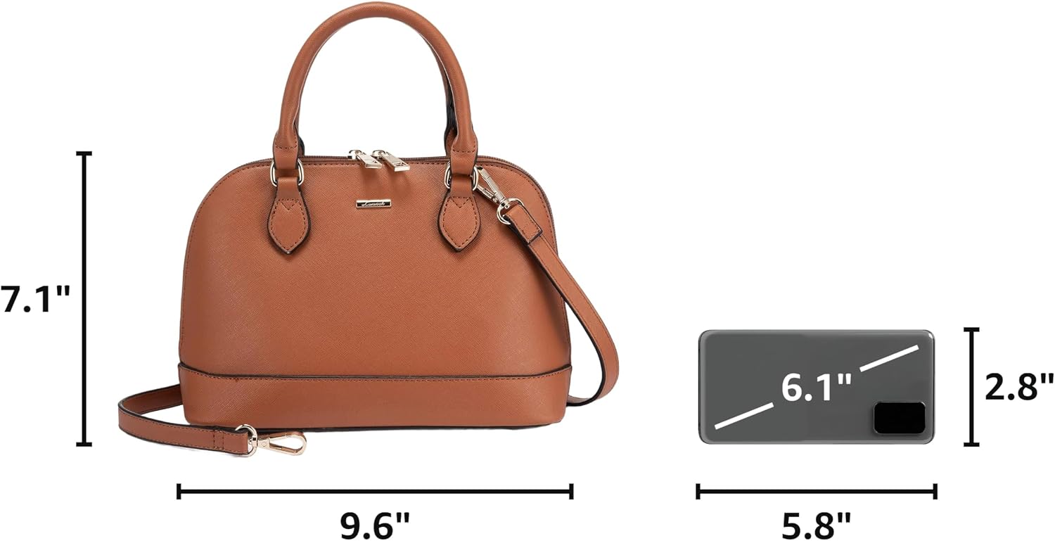 LOVEVOOK Purse for Women, Crossbody Dome Satchel Handbag with Double Zip