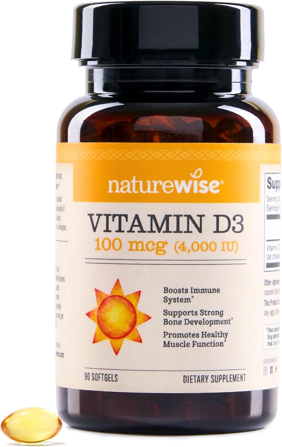 NatureWise Vitamin D3 5000IU Supplement, Immune Support, 360 Mini Softgels