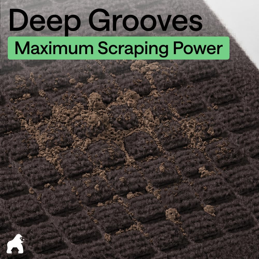 GORILLA GRIP® HydroABSORB Door Mat for Indoor Outdoor Use, 29x17 Black