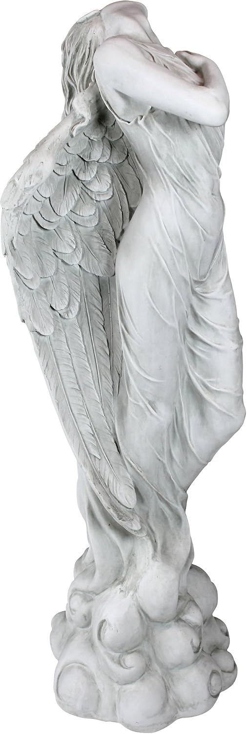Design Toscano Remembrance and Redemption Angel Religious Indoor/Outdoor Garden Statue, From Base to Top of the Wings Nearly 3 feet tall! Tall, Cast Stone Resin, Antique Stone Finish