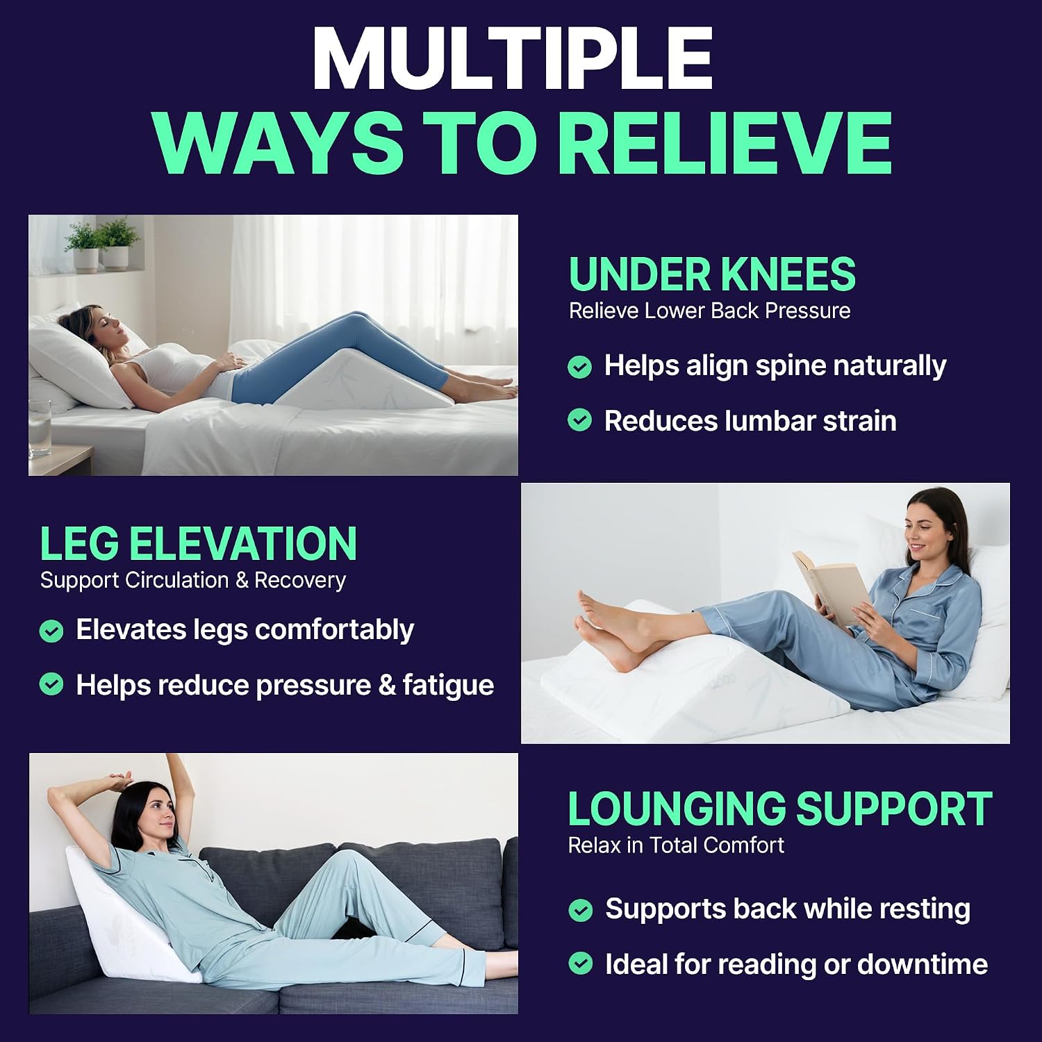The Angle Wedge Pillow – Leg & Knee Pillow Wedge for Sciatica Pain Relief, Body Pain, Lumbar Decompression – Triangle Foam Cushion Bed Bolster for Lower Back Support, Small | Leg and Knee Pillow Wedge, Body Pain, Lumbar Decompression, Triangle Foam Cushi…
