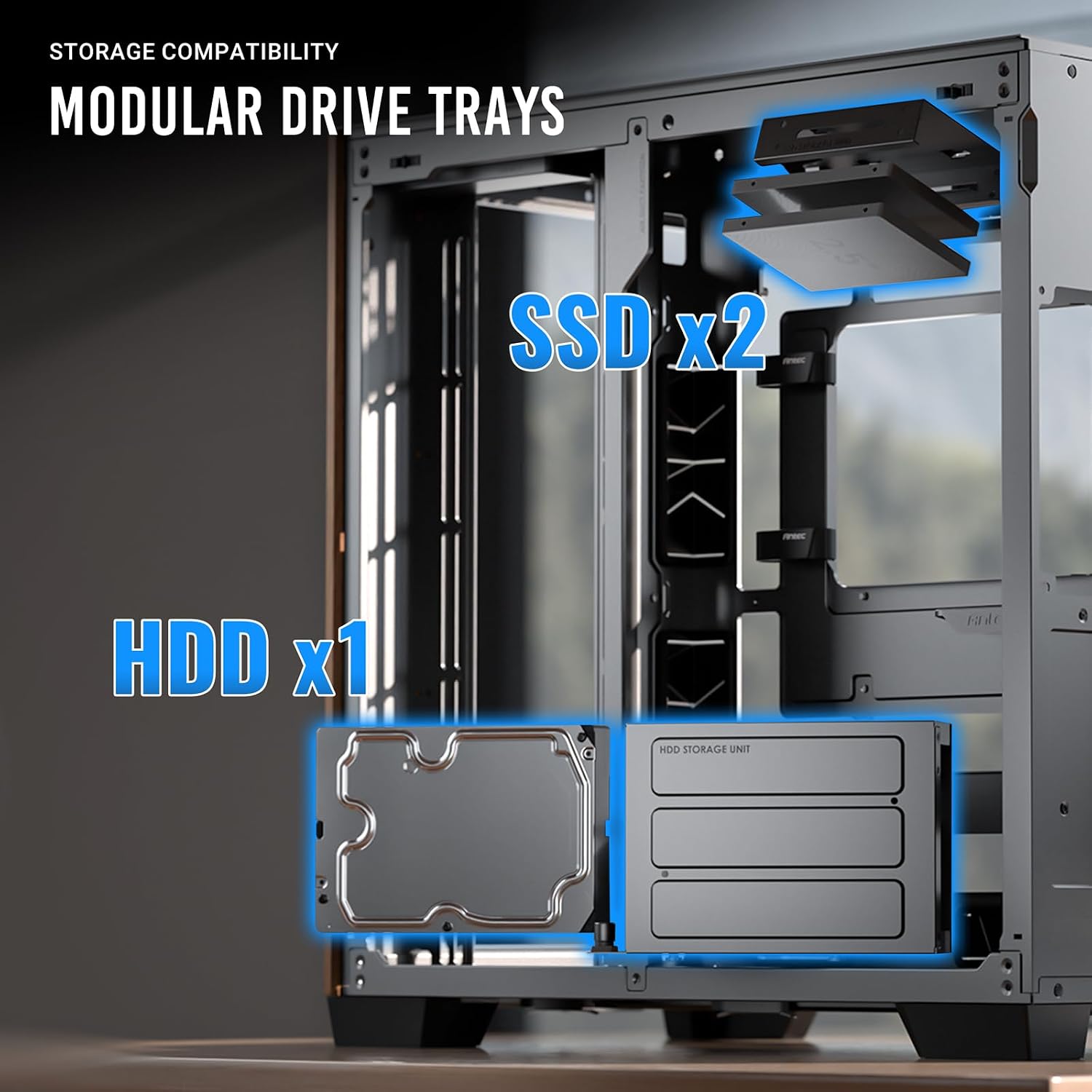 Antec C8 Wood, Fans not Included, Wooden Front Panel, Dual-Chamber Layout, Type-C, 360mm Radiator Support, Seamless TG Front & Side Panels, RTX 40 Compatible, Full-Tower E-ATX PC Case