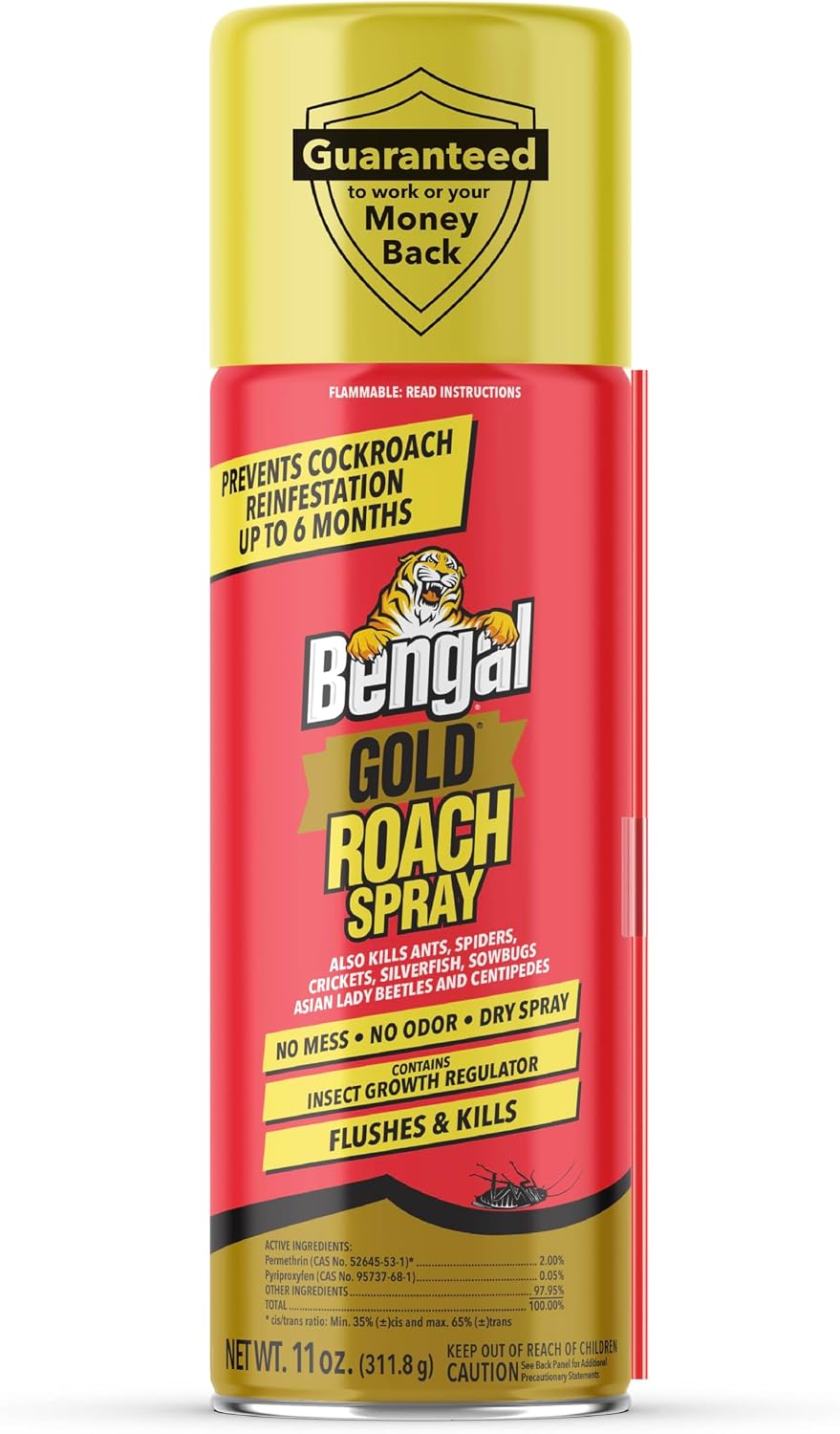 Bengal Gold Roach Spray - Prevents Reinfestation Up to 6 Months - 3 Pack | 11 oz - Odorless, Stain-Free Bug Spray for Home
