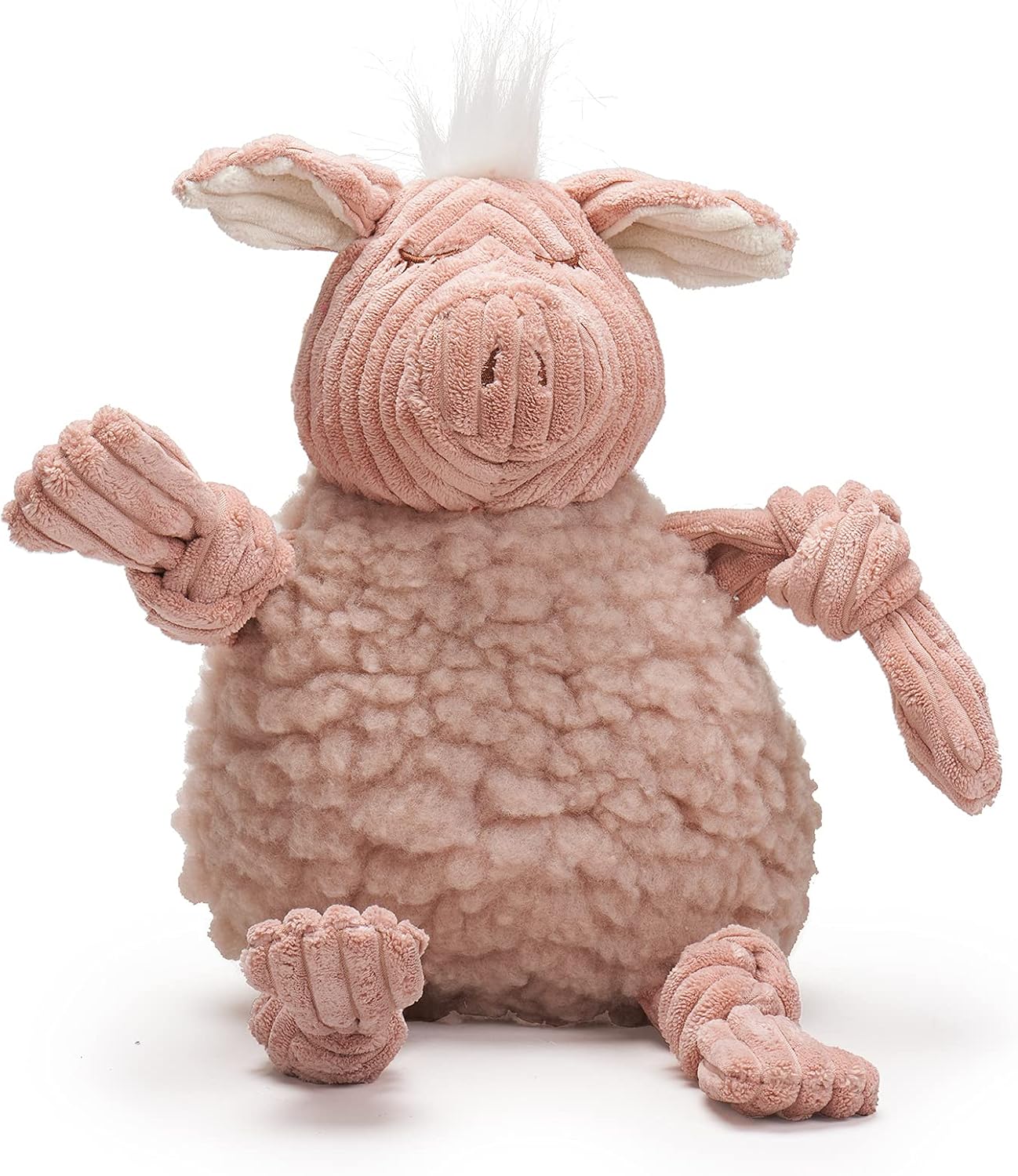 HuggleHounds Knottie Plush Dog Toy - Dog Stuffed Animal Toy, Squeaky Puppy Toys, for Small, Medium & Large Dogs, Durable Plush to Keep Them Busy - Dottie Cow, Large