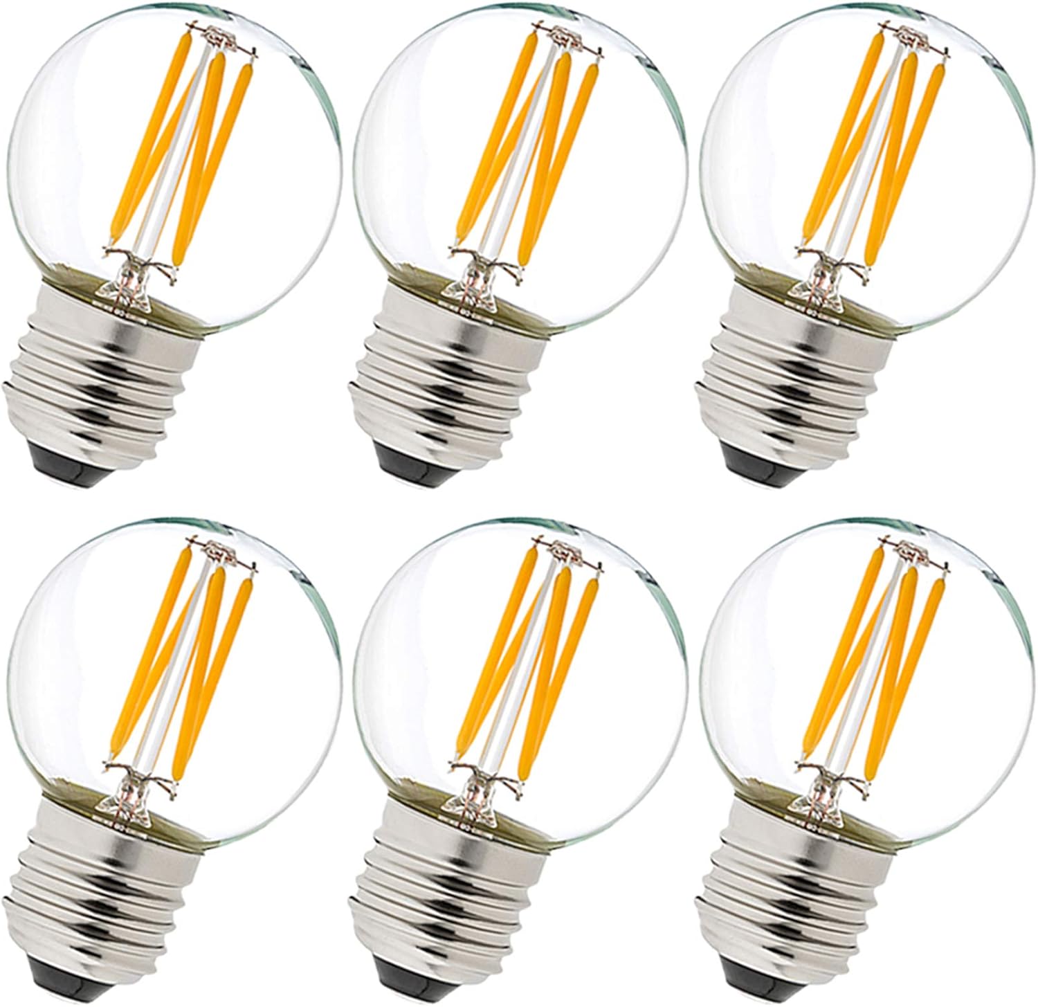 Litehistory e12 led bulb dimmable g16.5 Light Bulb 4W Equal 40 Watt 400lm AC120V e12 Candelabra Bulb 40 Watt for Chandeliers,Ceiling Fan,Vanity Warm White 2700K Globe candelabra Light Bulb 6Pack