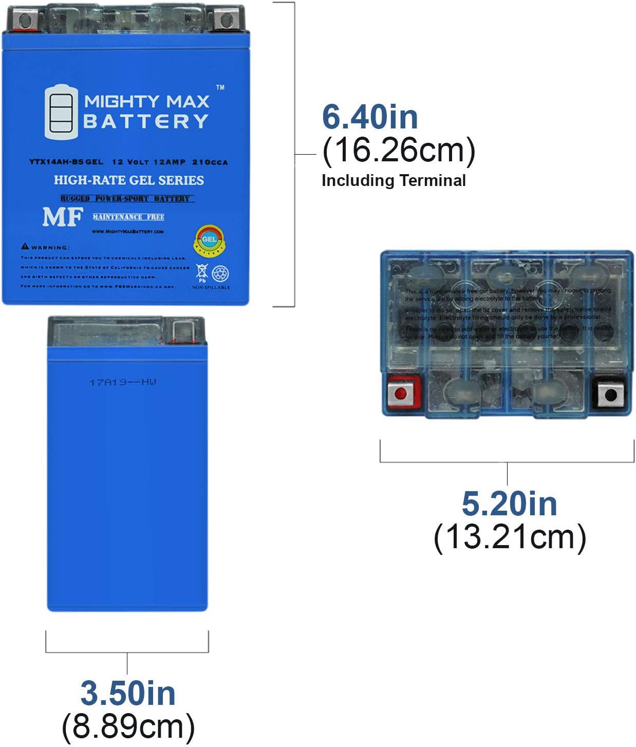 Mighty Max Battery YTX20L-BS GEL -12 Volt 18 AH, GEL Type, 270 CCA, Rechargeable Maintenance Free SLA AGM Motorcycle Battery