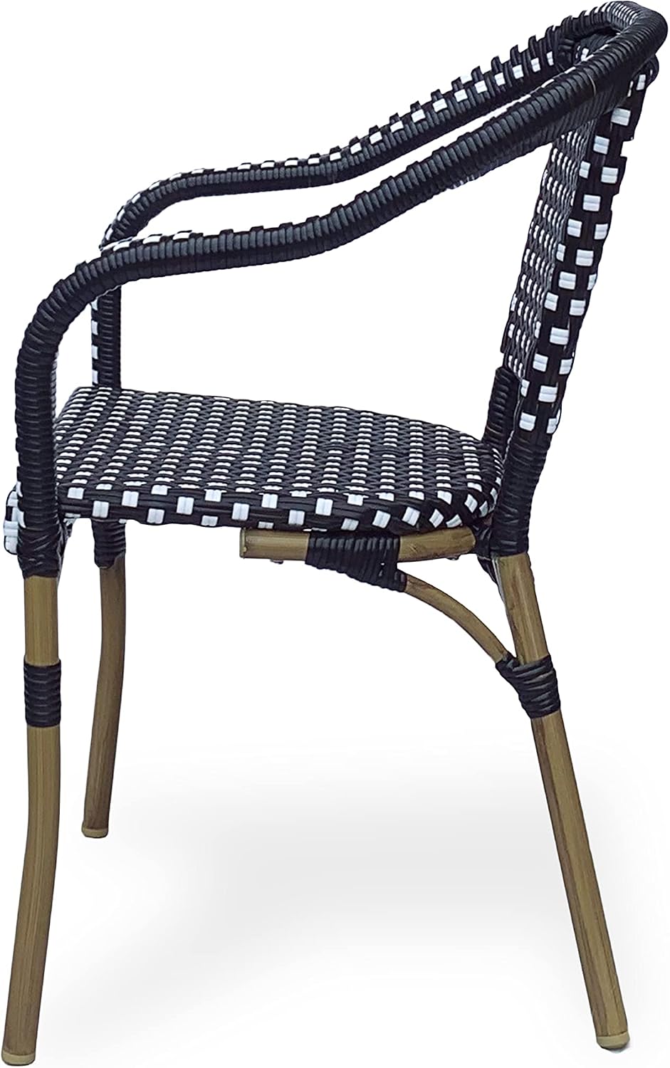 Christopher Knight Home Anastasia Outdoor French Bistro Chair (Set of 2), Black + White + Bamboo Print Finish