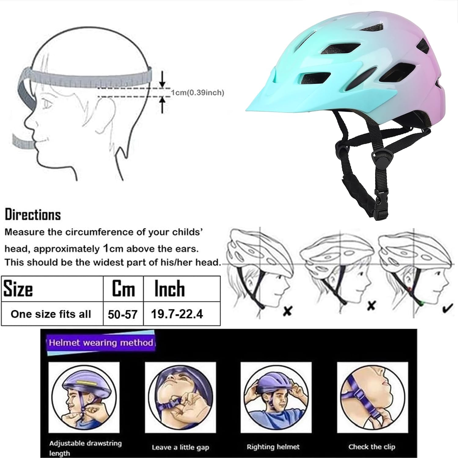 Kids Bike Helmet with LED Light for Youth Teen Toddler Boys Girls