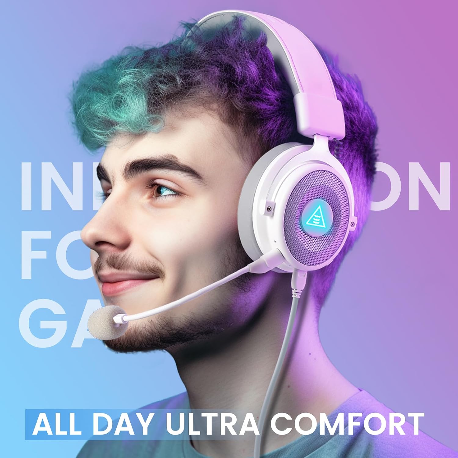 EKSA E900 Pro USB Gaming Headset for PC - Computer Headset with Detachable Noise Cancelling Mic, 7.1 Surround Sound, 50MM Driver - Headphones with Microphone for PS4/PS5, Xbox One, Laptop, Office | Computer Headset with Detachable Noise Cancelling Mic, H…