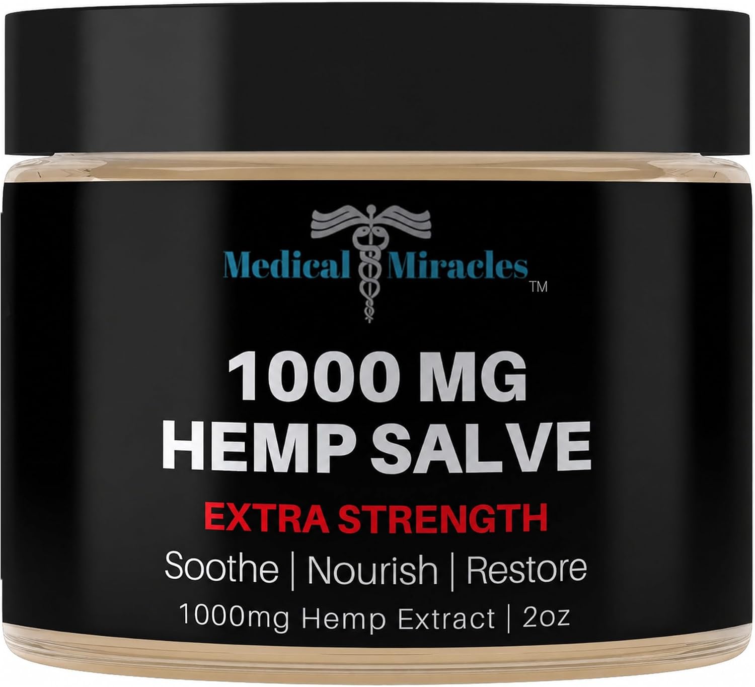Medical Miracles Hemp Salve 1000 mg – Extra Strength Topical Skin Balm, Smooth Non-Greasy Feel, Fast-Absorbing Daily Use, 2 oz