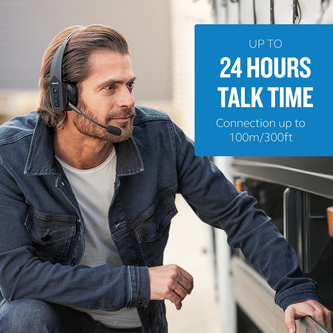 BlueParrott B550-XT Bluetooth Headset | 96% noise canceling headset for truck drivers; voice control, IP54-rated, 24 hr talk time