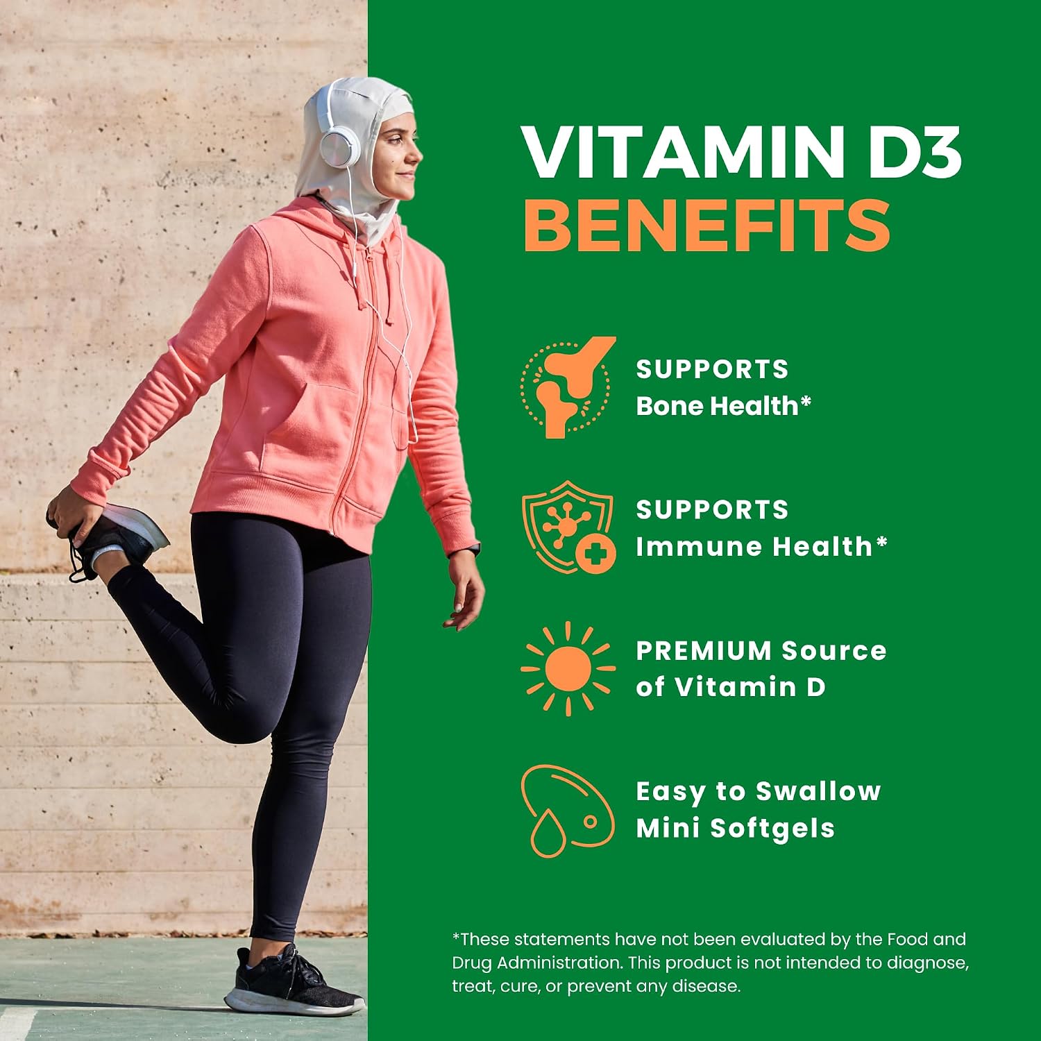 Zaytun Halal Vitamin D3 5000 IU, 6 Months Supply, Supports Bones, Healthy Muscle Function & Immune, Premium Vitamin D from Safflower Oil, Non-GMO