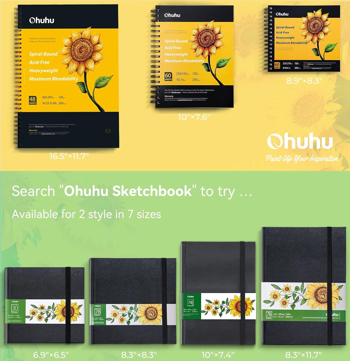 Ohuhu 7"x10" Marker Paper Pad Art Sketchbook for Drawing and Sketching