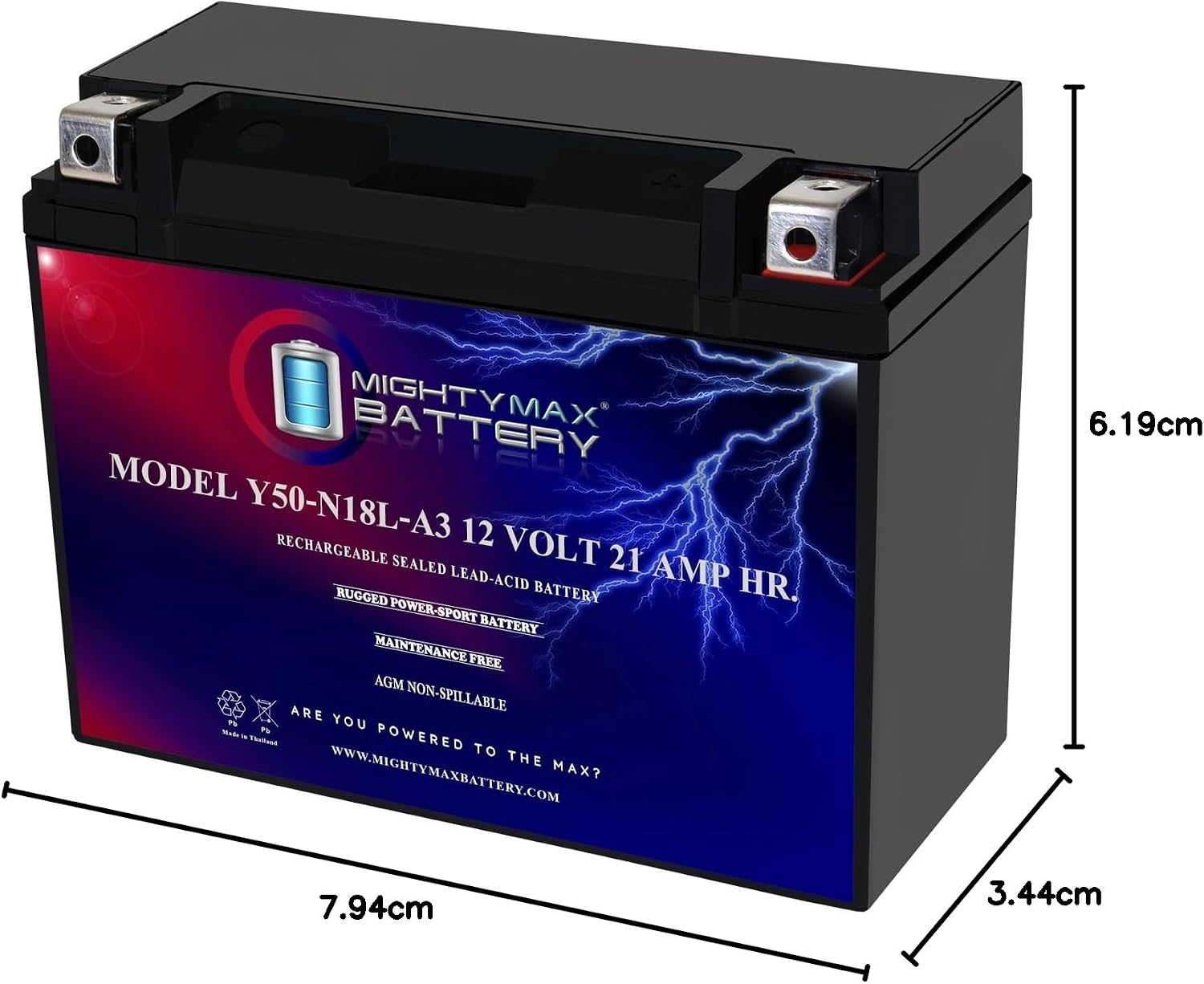Mighty Max Battery YTX14-BS - 12 Volt 12 AH, 200 CCA, Rechargeable Maintenance Free SLA AGM Motorcycle Battery