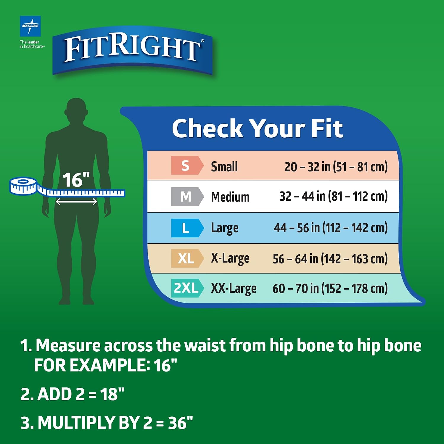 FitRight Ultra Adult Diapers, Disposable Incontinence Briefs, Leak-Proof Diaper, Absorbent Briefs For Men and Women, Maximum Protection, Medium, 32 – 44 in, 20 briefs per bag
