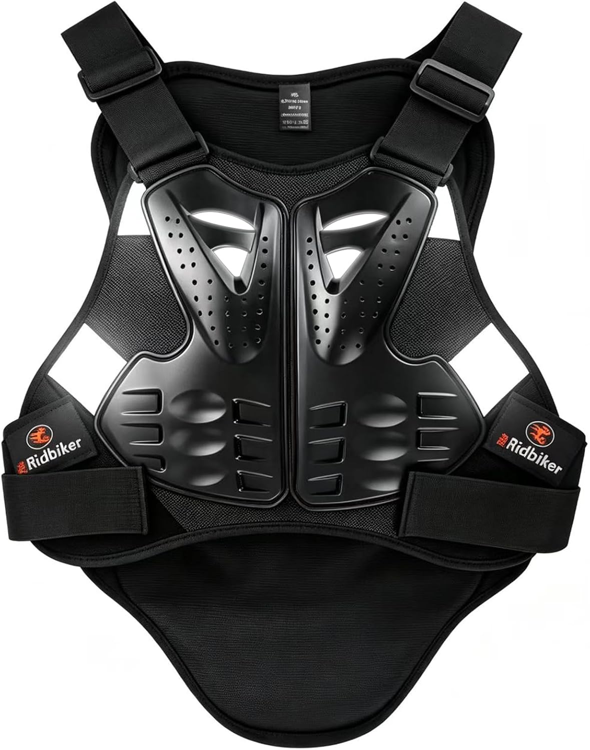 RIDBIKER Chest Protector Motorcycle, Dirt Bike Gear Body Armor Vest Spine Back Protector for Motocross Off-Road (Reflective at Night) (Black, S)