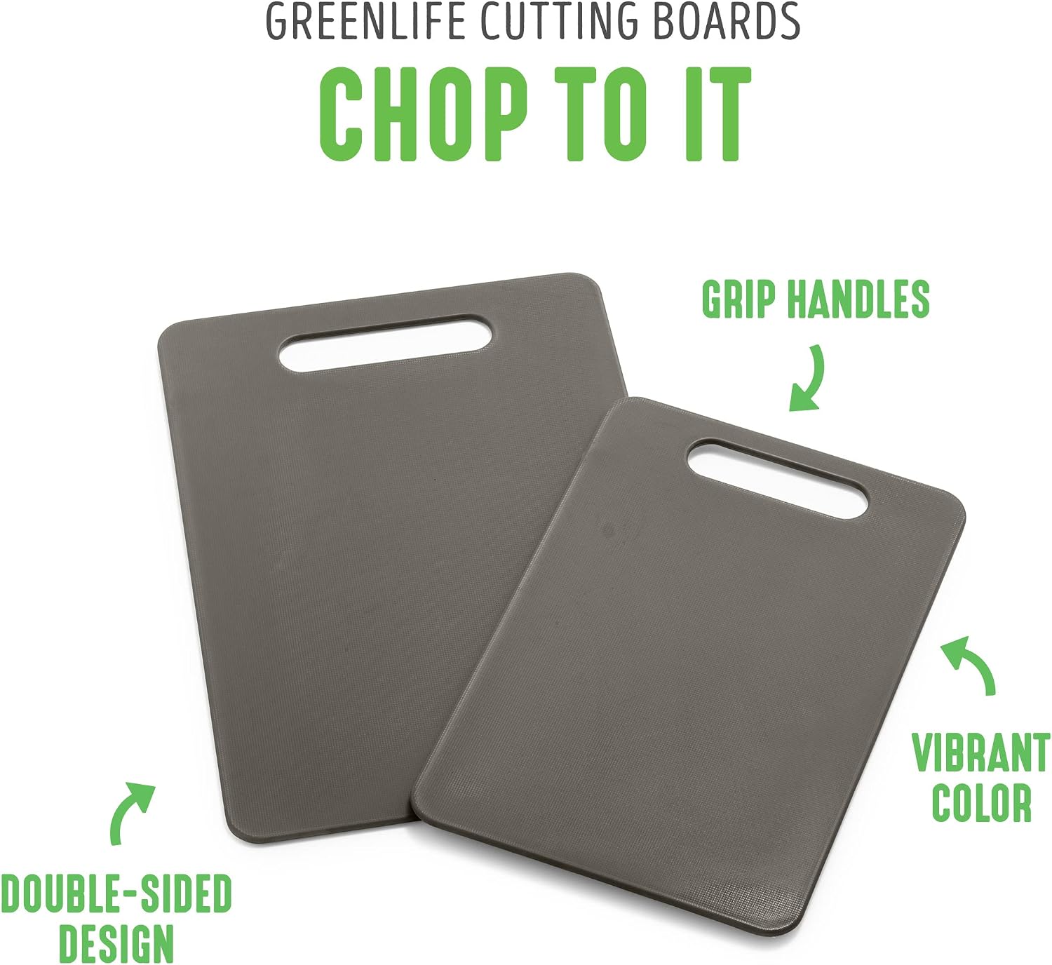 GreenLife Cutting Board Set 8x12" & 10x14", Extra Durable, Meal Prep, Non-Slip, Grip Handles, Crack Resistant, Dishwasher Safe, Reversible, Versatile Kitchen Essentials, Turquoise