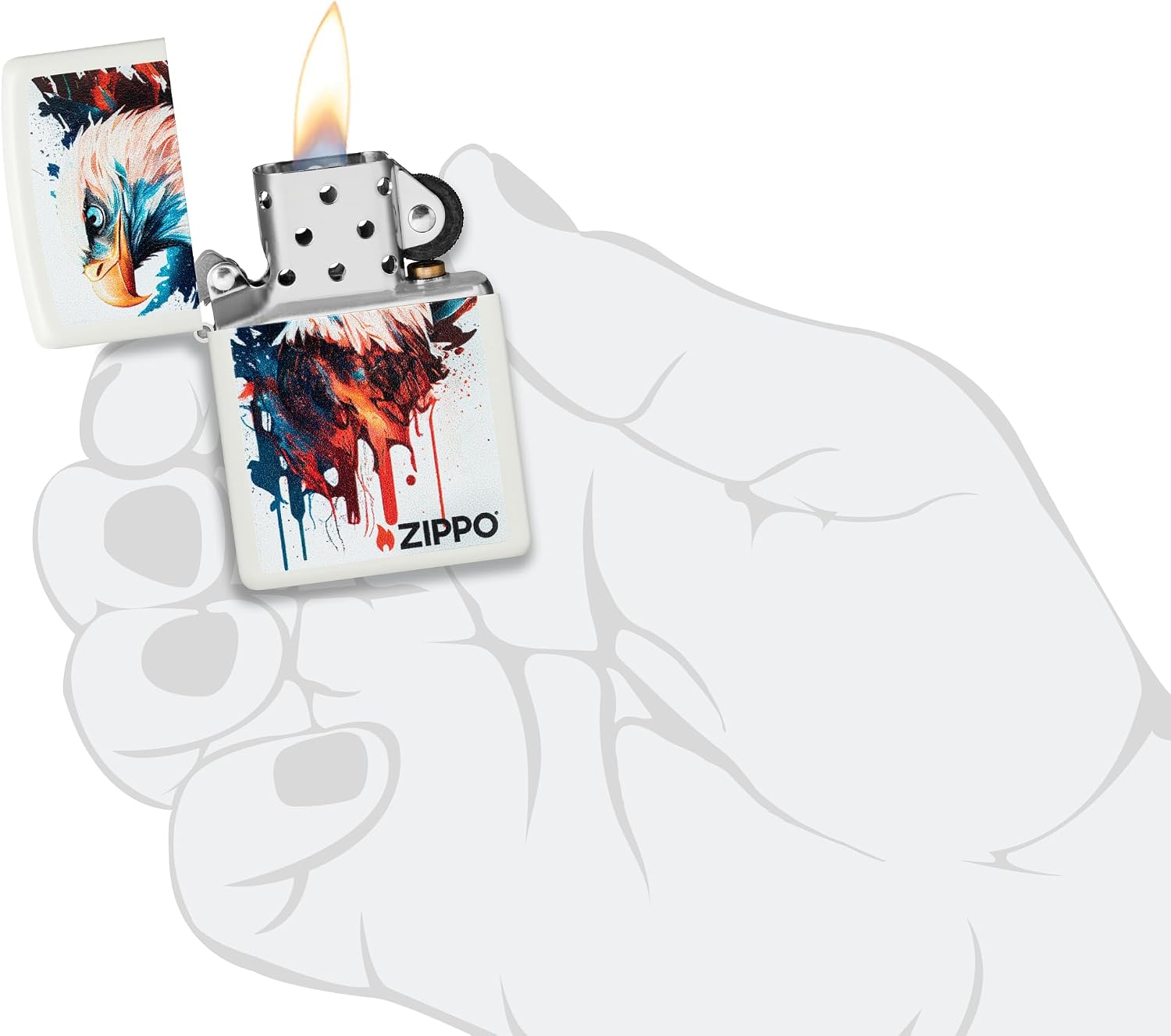 Zippo Eagles Dare Pocket Lighter - Refillable Flip-Top Windproof Lighters - Fierce Soaring Eagle Patriotic Design Pocket Lighters - Luxury Metal Lighter Made in USA