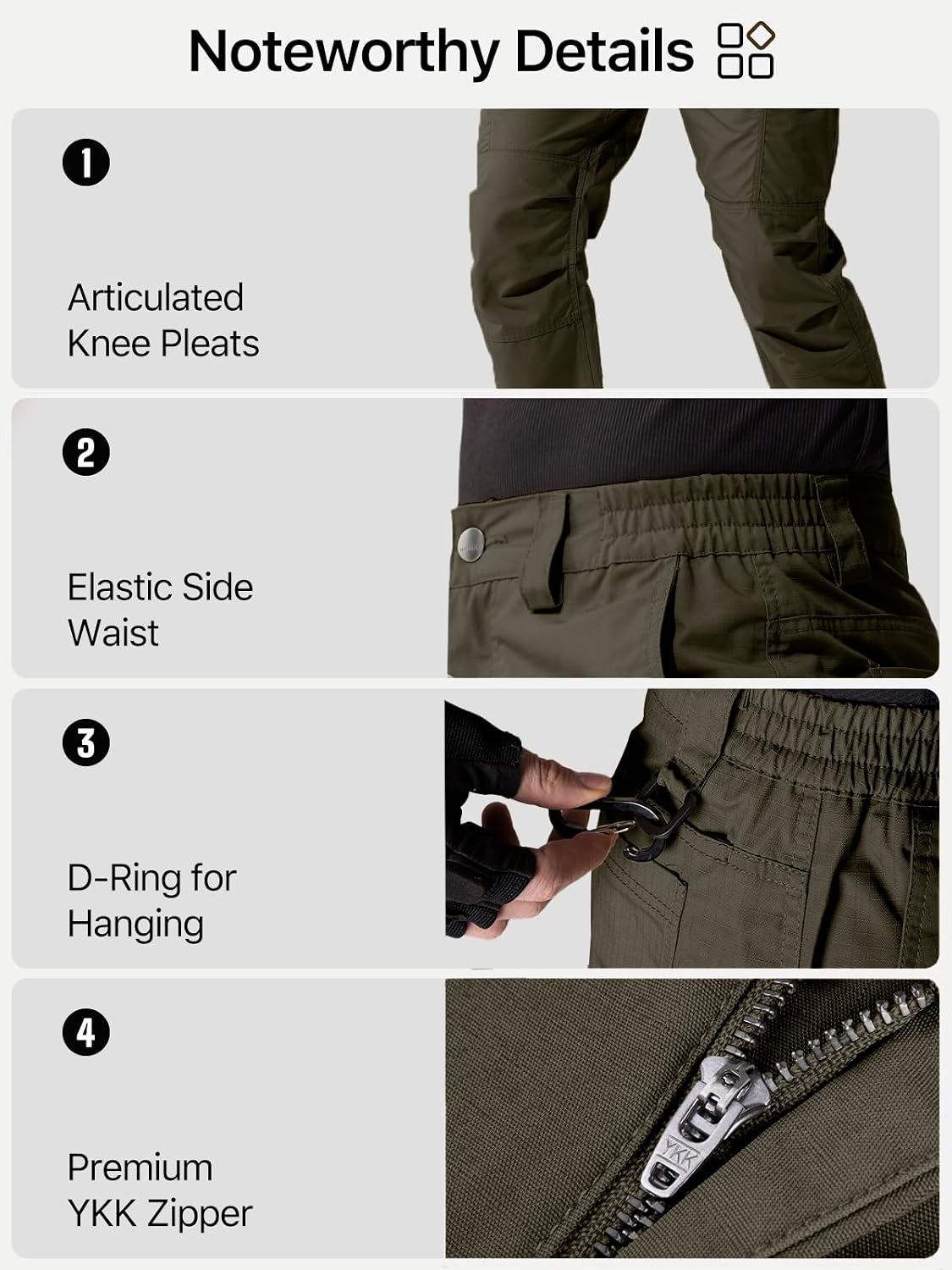 FREE SOLDIER Mens Cargo Work Tactical Pants Ripstop