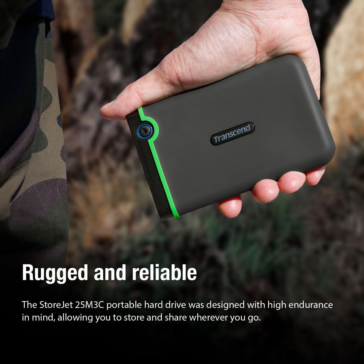 Transcend 4TB StoreJet 25M3 Rugged Portable HDD, One Touch Backup