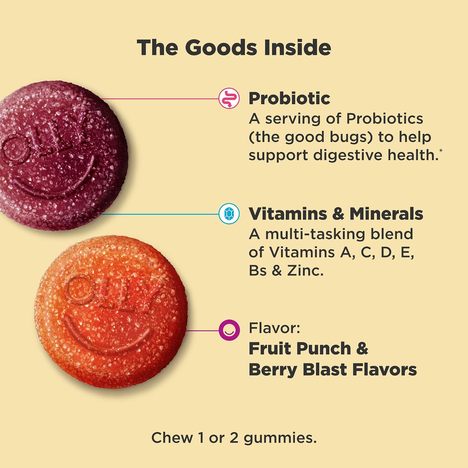 OLLY Kids Multivitamin & Probiotic Gummy, Digestive Support - 70 Count