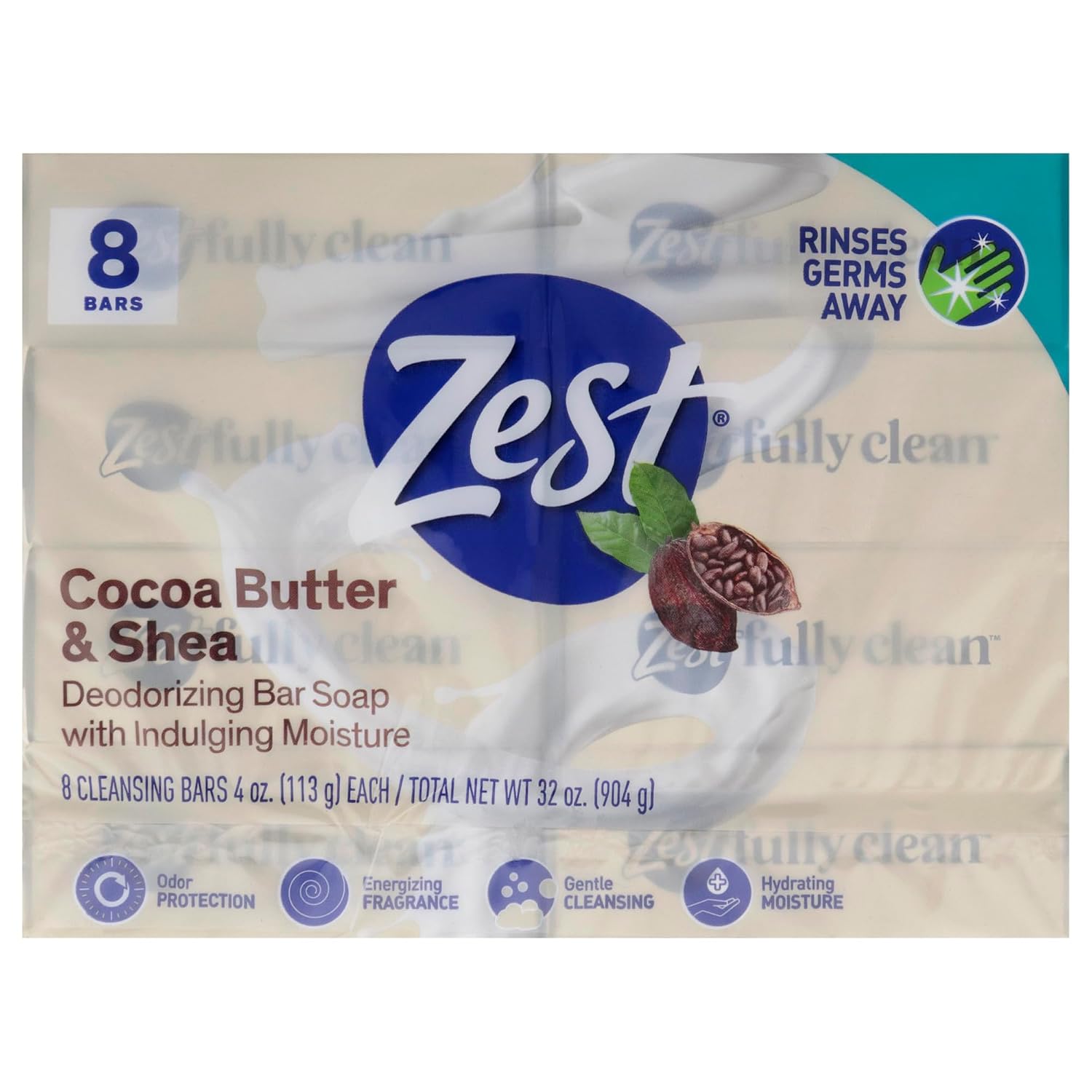 Zest Bar Soap - 8 Bars - Enriched With Cocoa Butter And Shea for Ultra Moisturizing Cleansing - Leaves Your Body Feeling Silky Smooth And Deeply Moisturized | Enriched With Cocoa Butter And Shea, Ultra Moisturizing Cleansing, Leaves Your Body Feeling Sil…