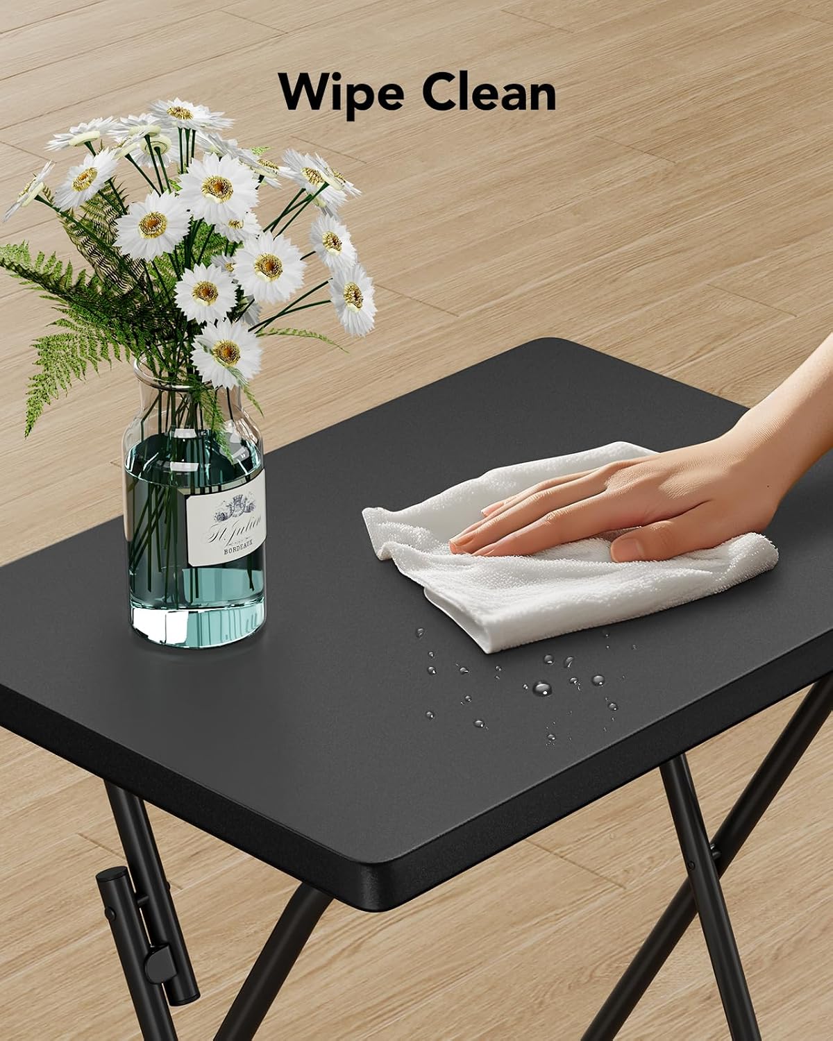 HUANUO Folding TV Tray with No Assembly Required, Black