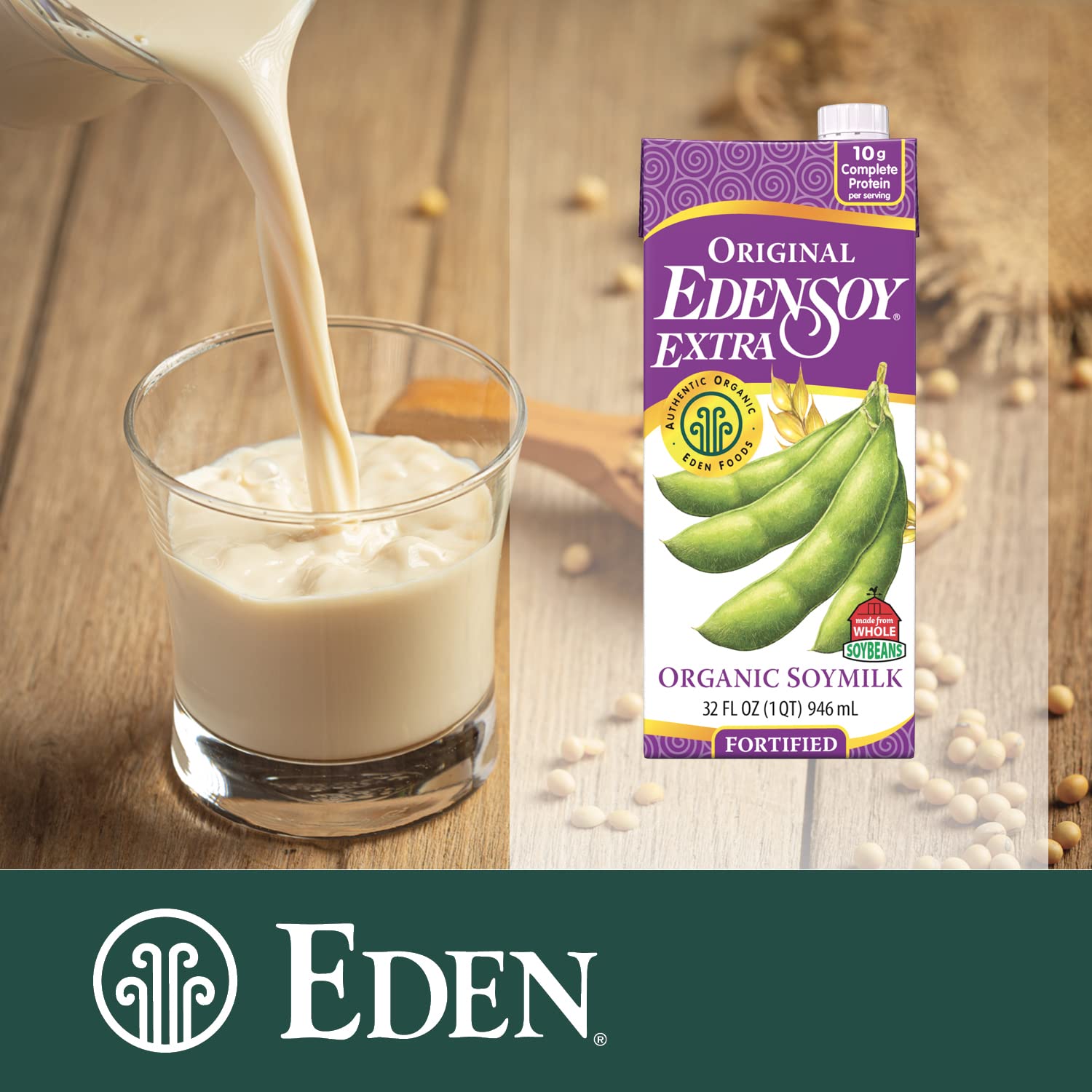 Eden Organic Original Edensoy Soymilk Extra, 32 oz (Pack of 6)
