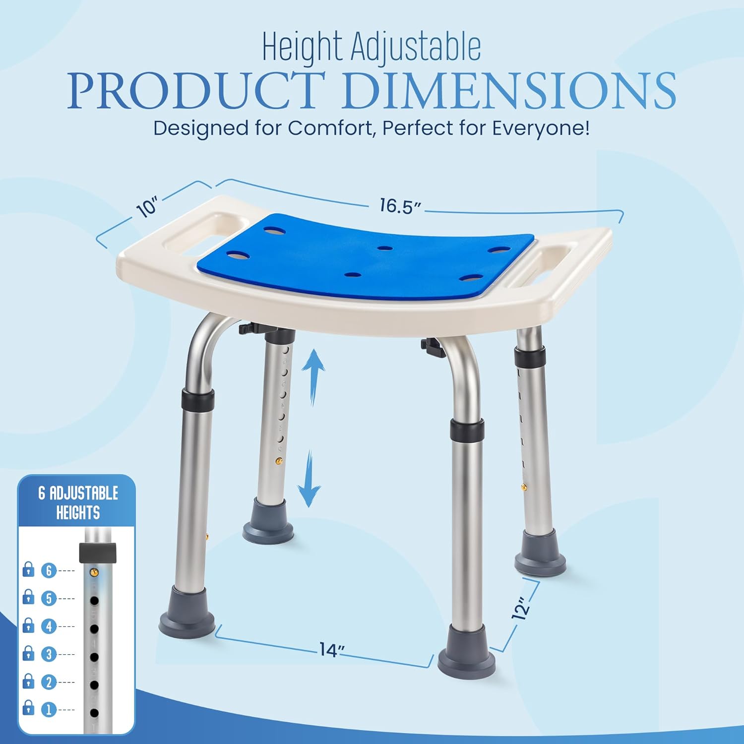 Dr Kays Shower Chair for Inside Shower, Bathroom Seat with Crossbars