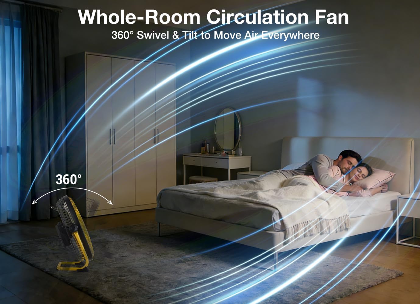 Geek Aire 12" Portable Battery Operated Fan with Metal Blade, 360 Vertical Tilt, 24h Run Time Cordless Fan for Camping Travel Tent Hurricane Home