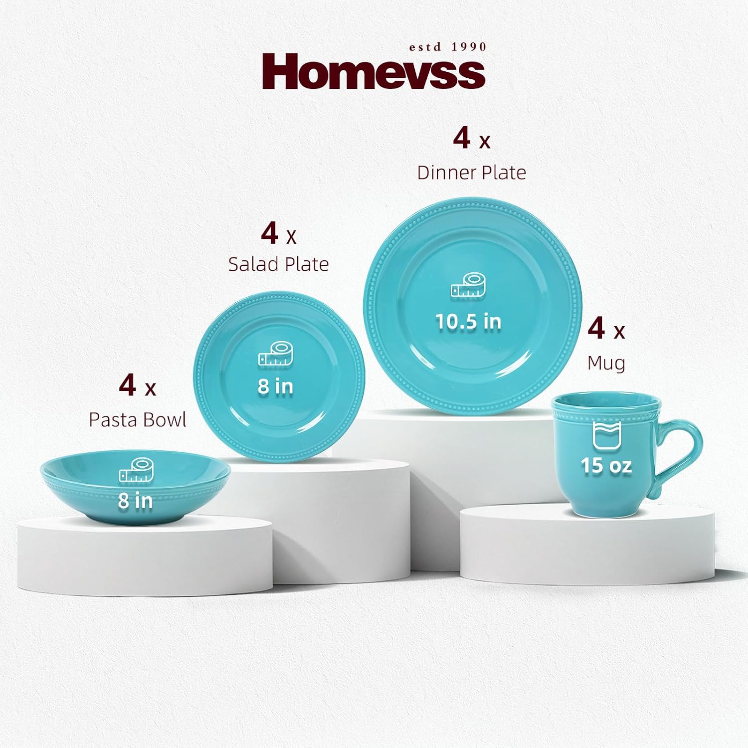 HomeVSS 20-Piece Pearl Dots Stoneware Dinnerware Set, Pink, Service for 4