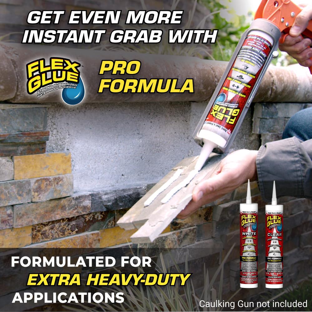 Flex Glue, Super Strong, Rubberized Waterproof Adhesive, Works Underwater, Use on Pools, Showers, Outdoors, Concrete, Brick, Pavers, UV Resistant