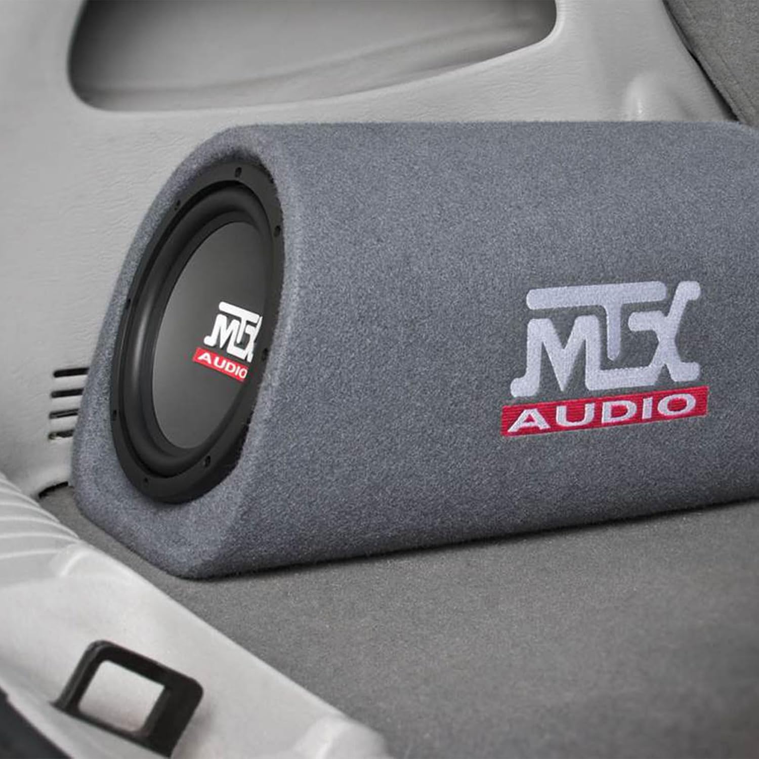 MTX Audio RT8PT 8 Inch 240 Watt Car Loaded Universal Powered High Performance Amplified Tube Box Vented Subwoofer Enclosure, RCA Connectivity