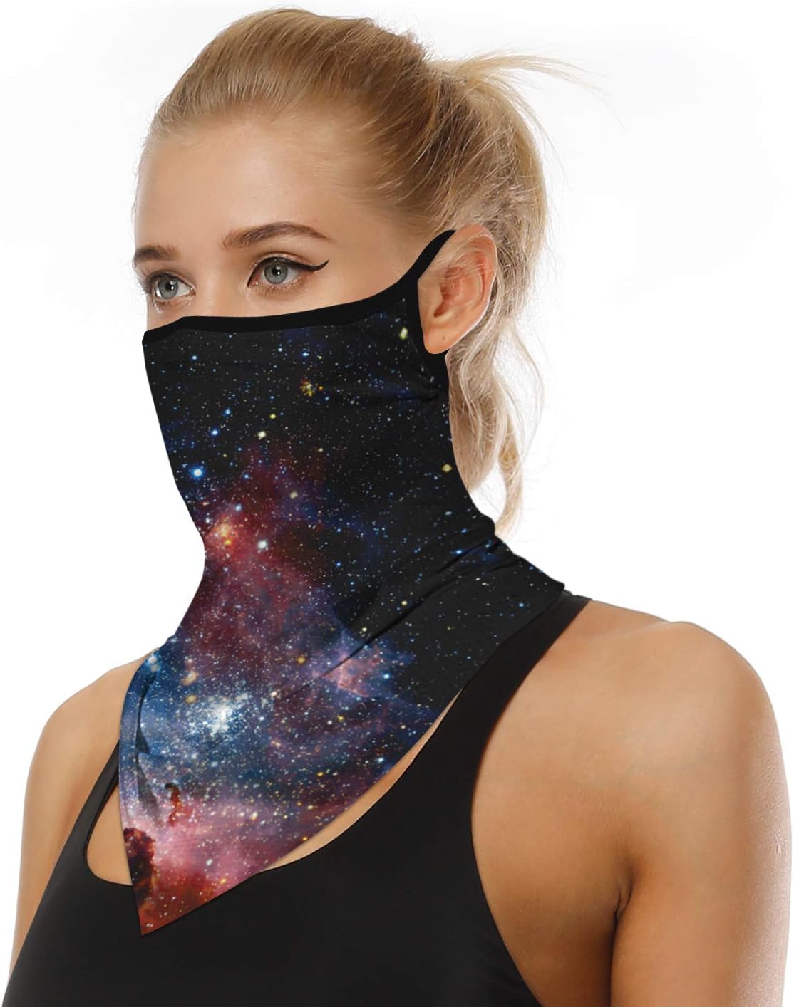 YAYOUREL Neck Gaiter Face Mask Bandanas for Men Women UV Face Scarf Cover Ear Loop Hole Facemask for Fishing Running Cycling