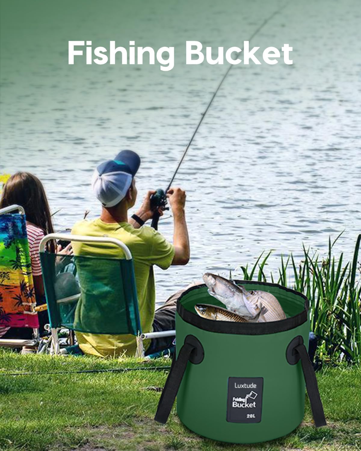 Luxtude Collapsible Bucket with Handle, Portable 5 Gallon Bucket for Camping, Fishing, Beach, Gardening, RV & Outdoor Emergency