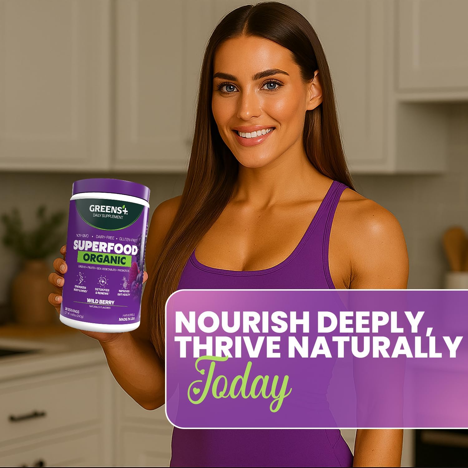 Greens+ Organic RAW Superfood Powder, Dietary Supplement | 8.46oz | Energy Boost | Super Blend Immune Support, Morning Kick, Nutrition Vibrant Health, Vegan, Soy Free | Dairy Free | Gluten Free