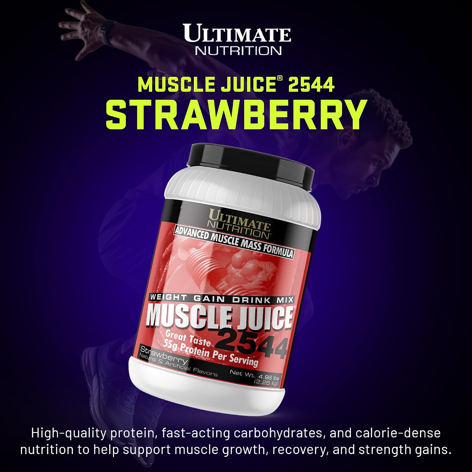 Ultimate Nutrition Muscle Juice 2544 Mass Gainer, Vanilla, 4.96 lb | 55g Protein Blend, 162g Carbs, 17g Fat, 1020 Calories, High Calorie Weight Gainer For Muscle Growth And Recovery