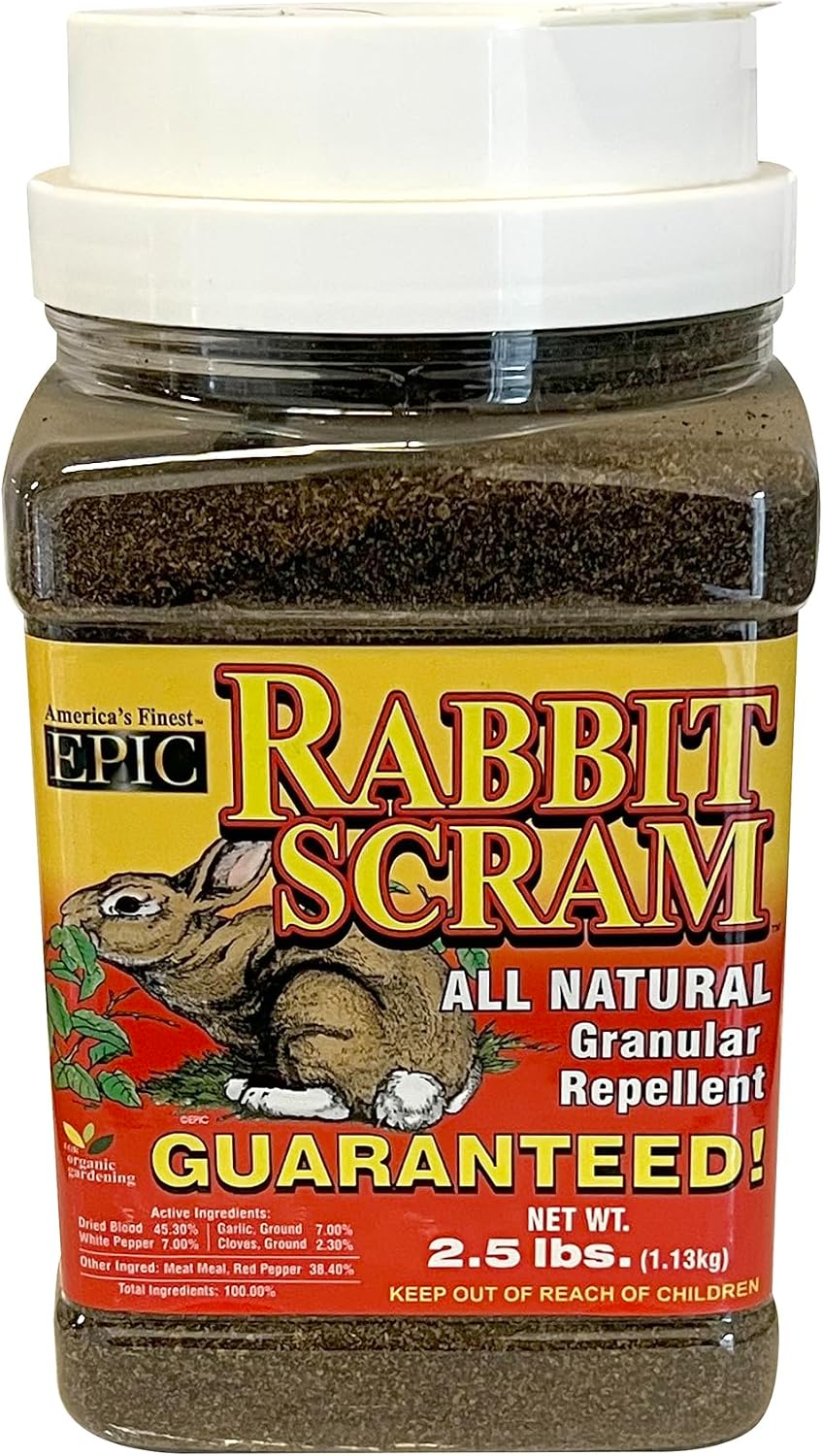 Rabbit Scram All Natural Granular Repellent - All-Natural, Animal, People and Pet Safe Granule (2.5 lb Shaker)