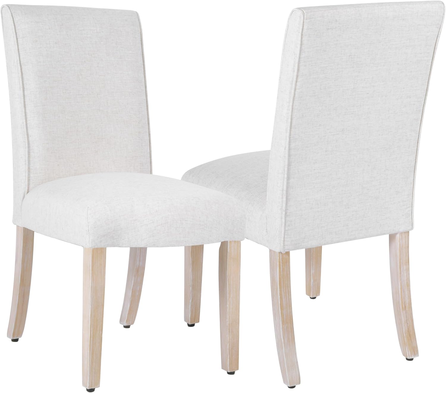 Homepop Home Decor | Classic Upholstered Parsons Dining Chairs | Set of 2 Accent Dining Chairs with Nailhead Trim, Natural Linen