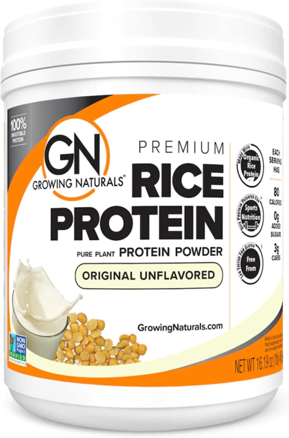 Growing Naturals Organic Rice Protein Powder - 15g Plant Protein, 2.8G BCAA - Low-Carb, Low-Sugar, Non-GMO - Vanilla Blast, 2 Pound (Pack of 1)