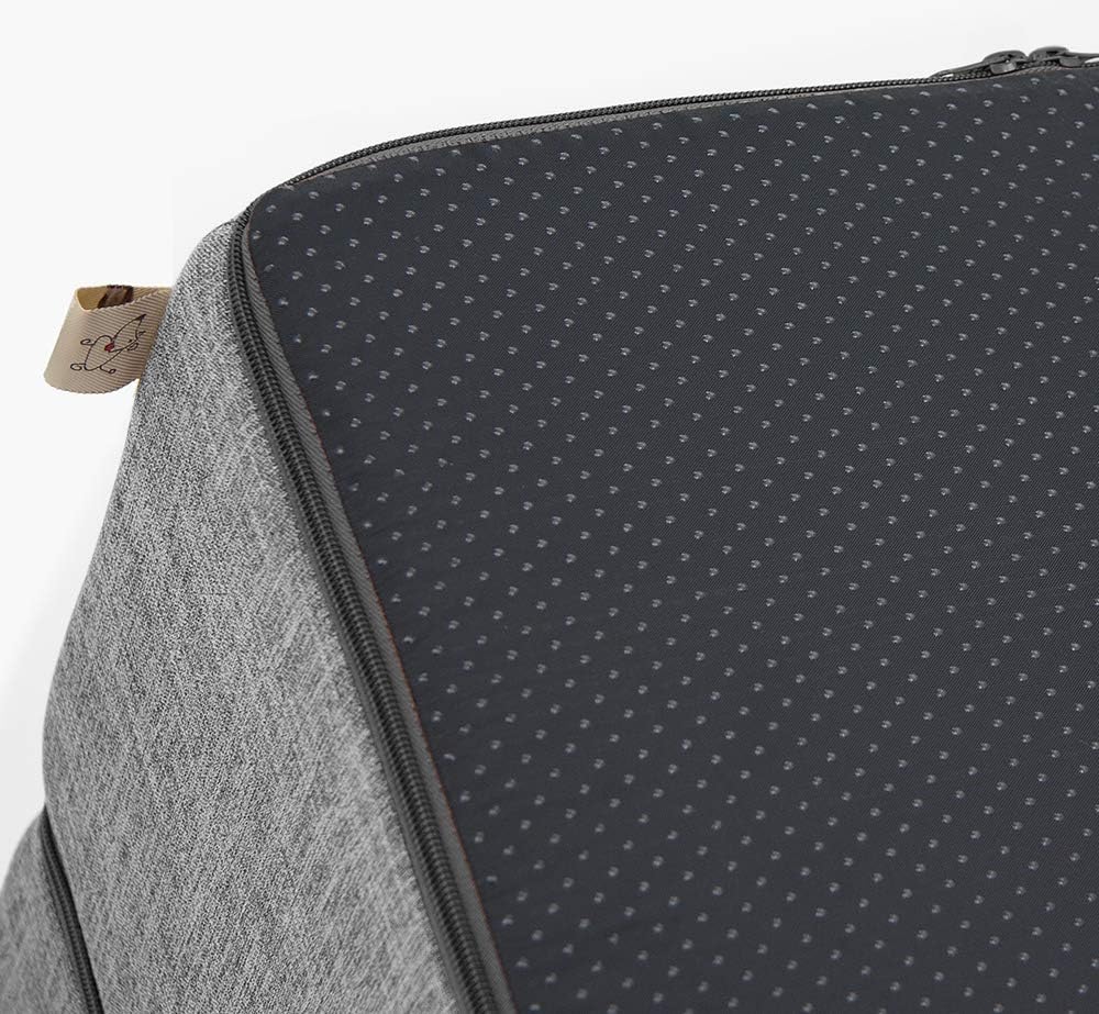 Best Pet Supplies Non-Slip Foam Dog Stair & Pet Ramp, Balanced Indoor Step Support - Foldable Stair, Ash Gray Linen,3-Step