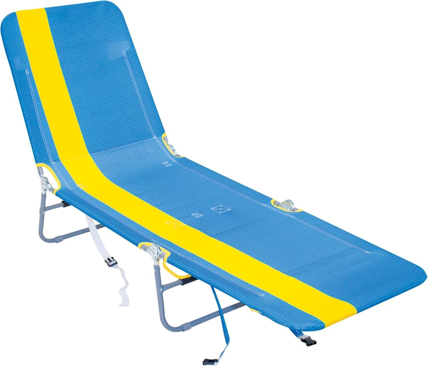 Rio Beach Portable Lay Flat Folding Backpack Beach Lounge Chair with Backpack Straps and Storage Pouch, Blue and Red