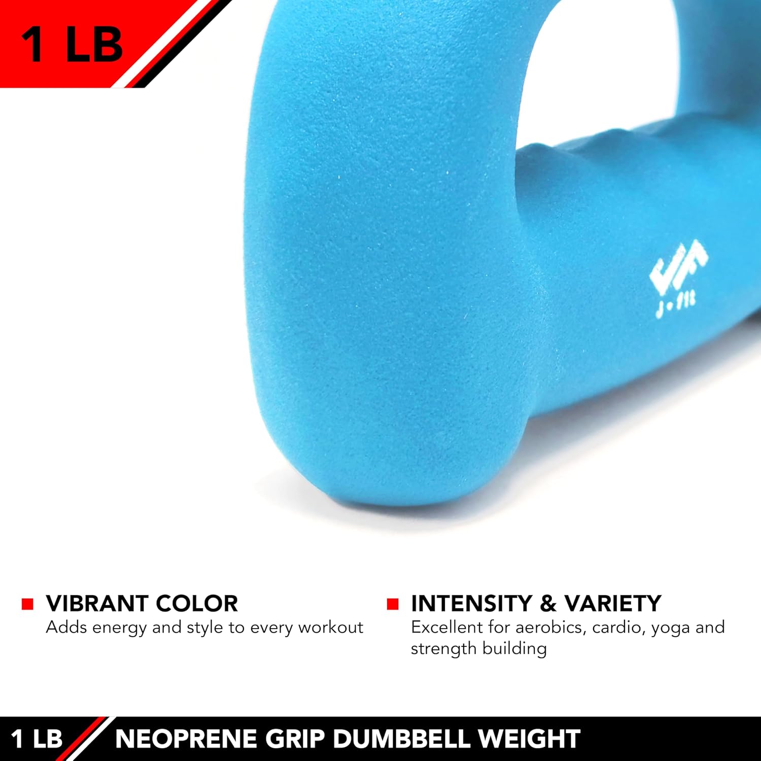 JFIT Neoprene D Grip Dumbbells - Single Weights 1LB-5LB - Premium Non-Slip, Hand Weights, Ergonomic Design