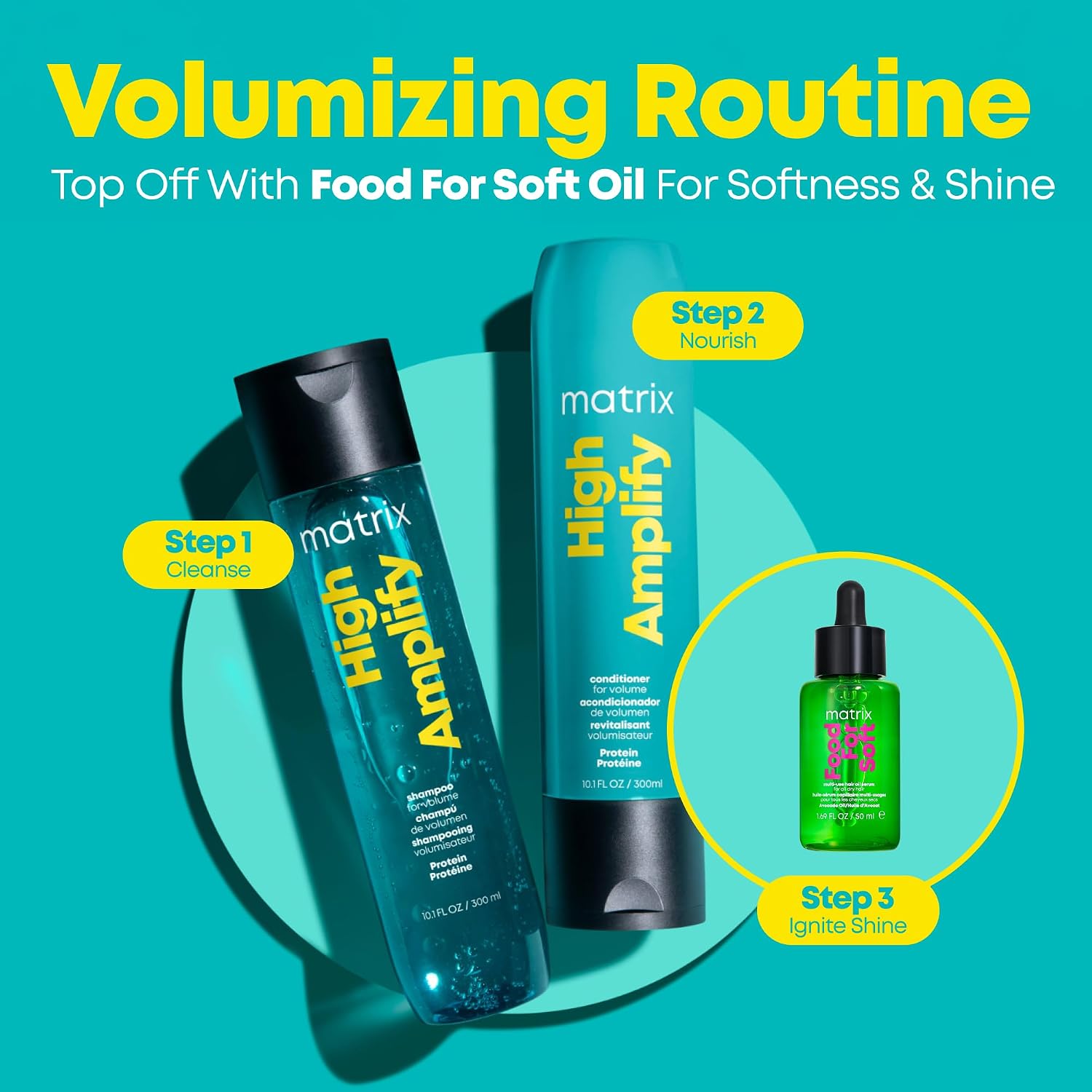 Matrix High Amplify Volumizing Shampoo - Instant Lift, Lasting Volume & Strengthening, Silicone-Free, Boost Structure in Fine, Thin & Limp Hair