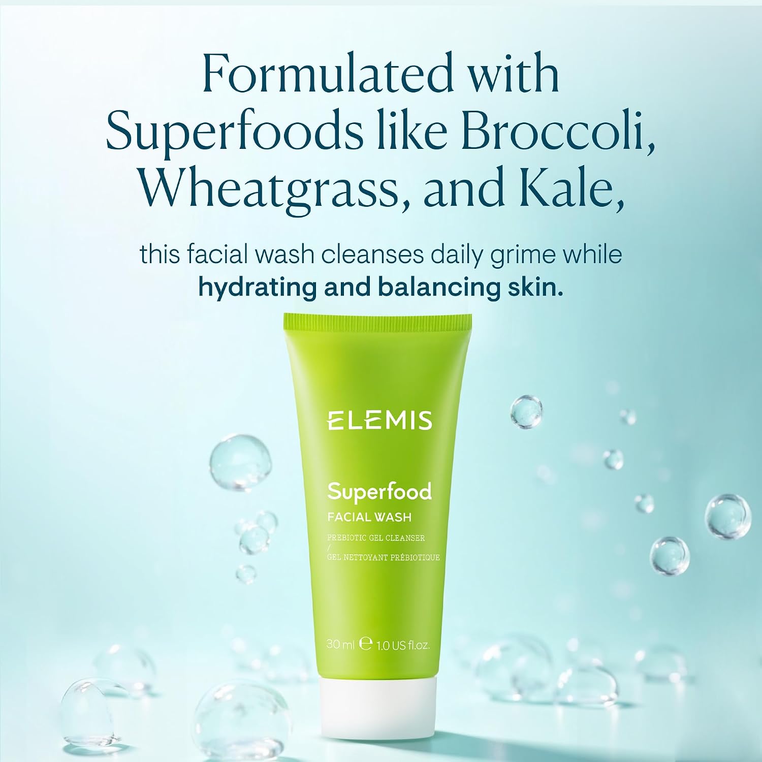 ELEMIS Superfood Facial Wash | Revitalizing Daily Prebiotic Gel Wash Gently Cleanses, Nourishes, and Balances Skin for a Fresh, Glowing Complexion
