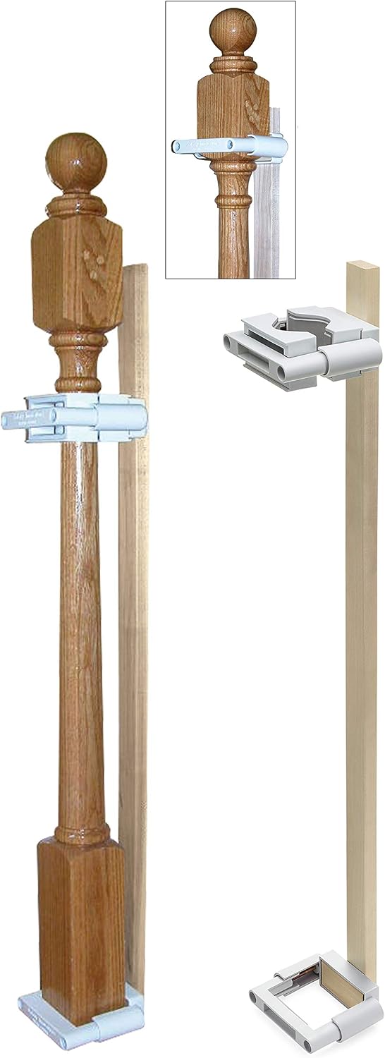 Safety Innovations No Hole Stairway Baby Gate Mounting Kit - Fits Posts from 2 3/4 inches to 3 1/2 inches Wide with Square or Round Tops - No