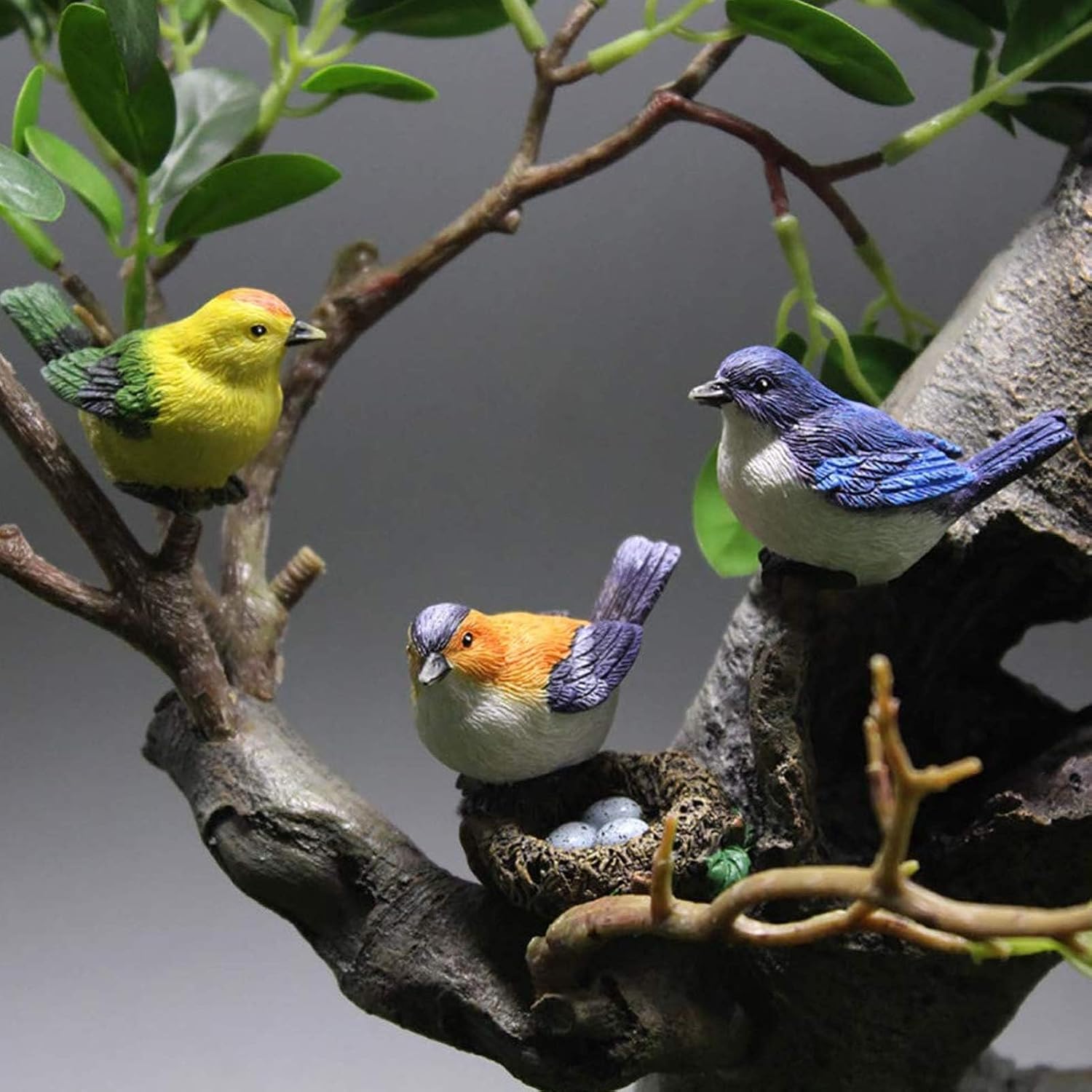 3 Pcs Miniature Bird Decorative Figurines Garden Statue Birds Figures Decor Mini Bird Figures Animal Cake Topper Flower Pots Plant Ornaments Fairy