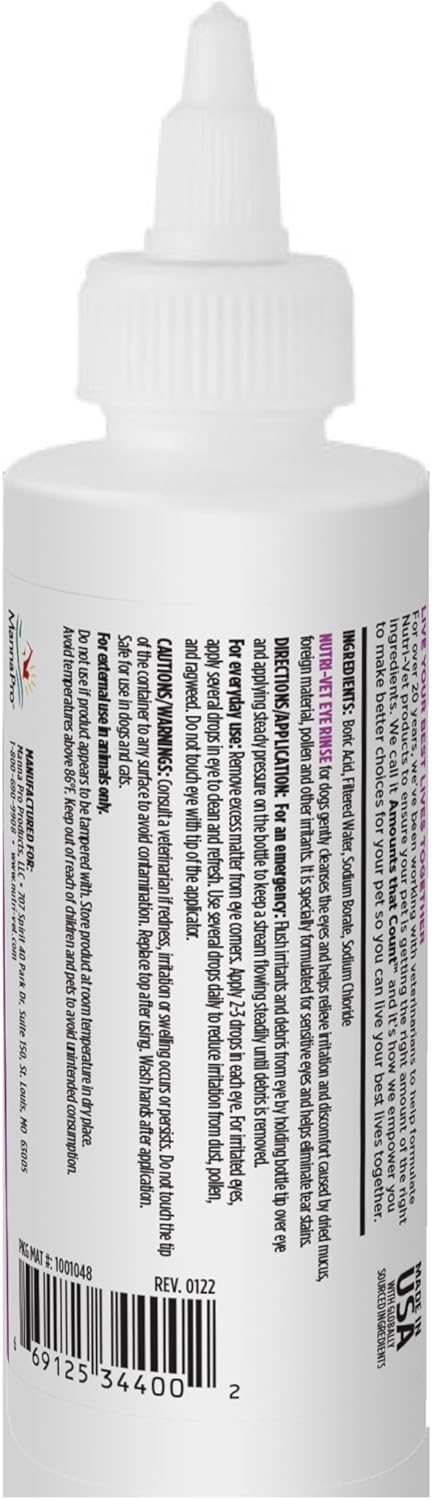 Nutri-Vet Dog Eye Wash, Tear Stain Remover for Dogs, Pet Eye Rinse, 4oz | Eye Wash for Dogs, Dog Eye Cleaner, Tear Stains, Pet Safe Formula