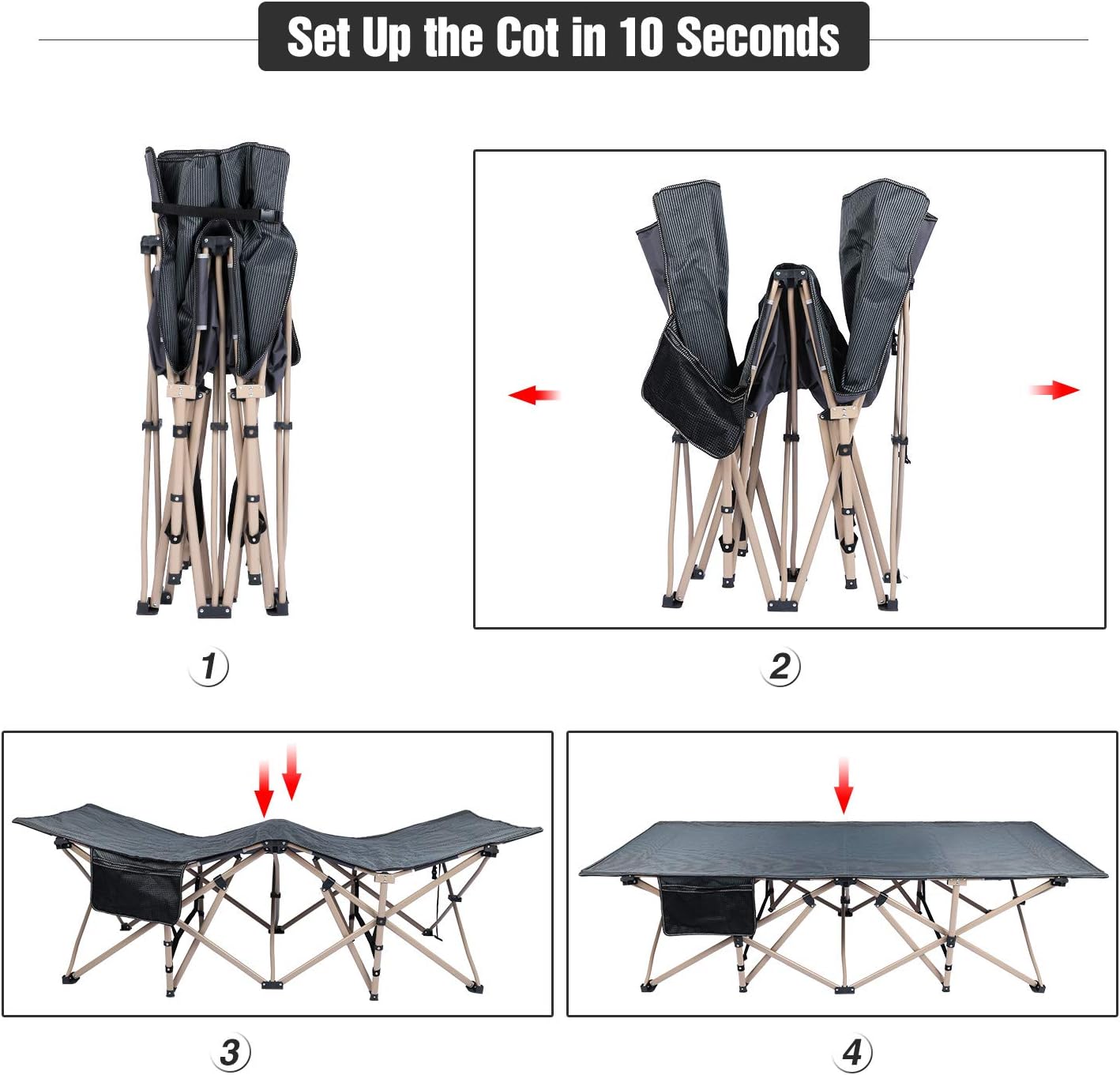 REDCAMP Oversized Camping Cots for Adults 500lbs, 33.5'' Extra Wide Tall Sleeping Cots Heavy Duty, XL Cots Portable for Outdoor Indoor Office